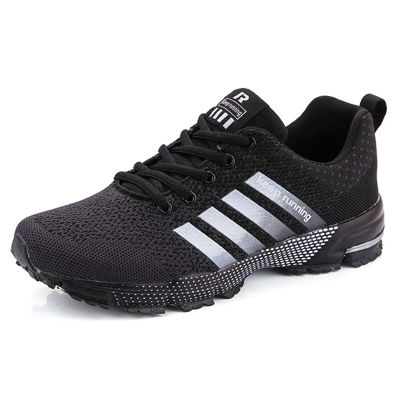 Black-colored running shoes